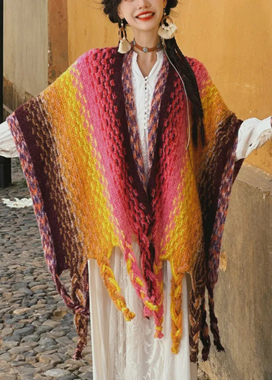 2024 New Bohemian Rainbow Tassel Cozy Warm Shawl WO037