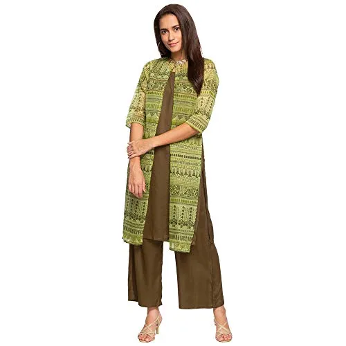 Aurelia Women's Synthetic Salwar Suit Set (19FED10054-500018_T-Green_Large)