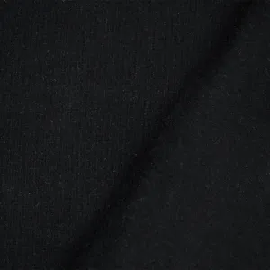 Black Wool Polyester Solid Brushed Double Woven Jacketing Fabric