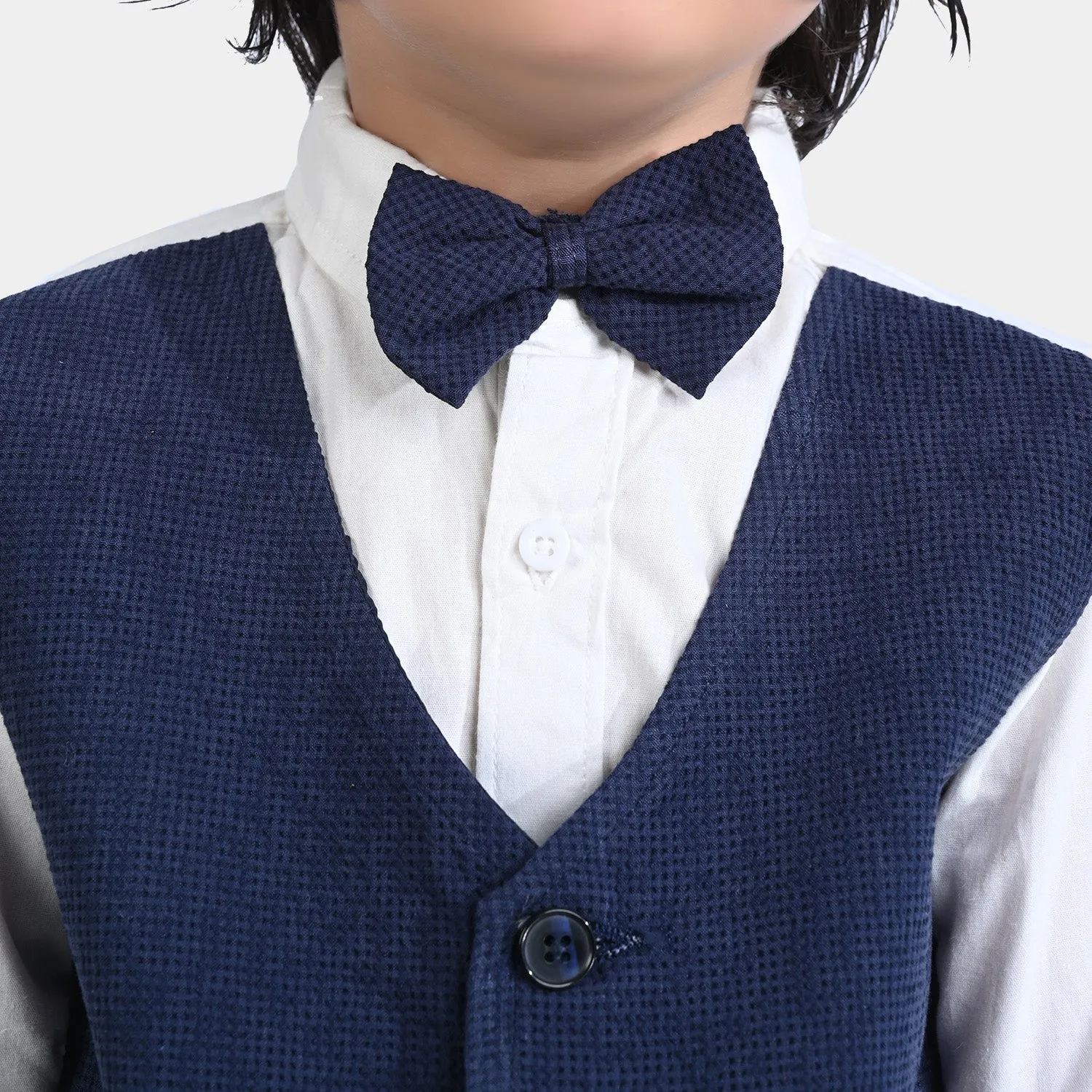 Boys 2PC Suit Navy Small Check-NAVY