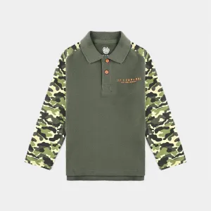 Boys Cotton PK Polo Let's Explore-Rifle Green