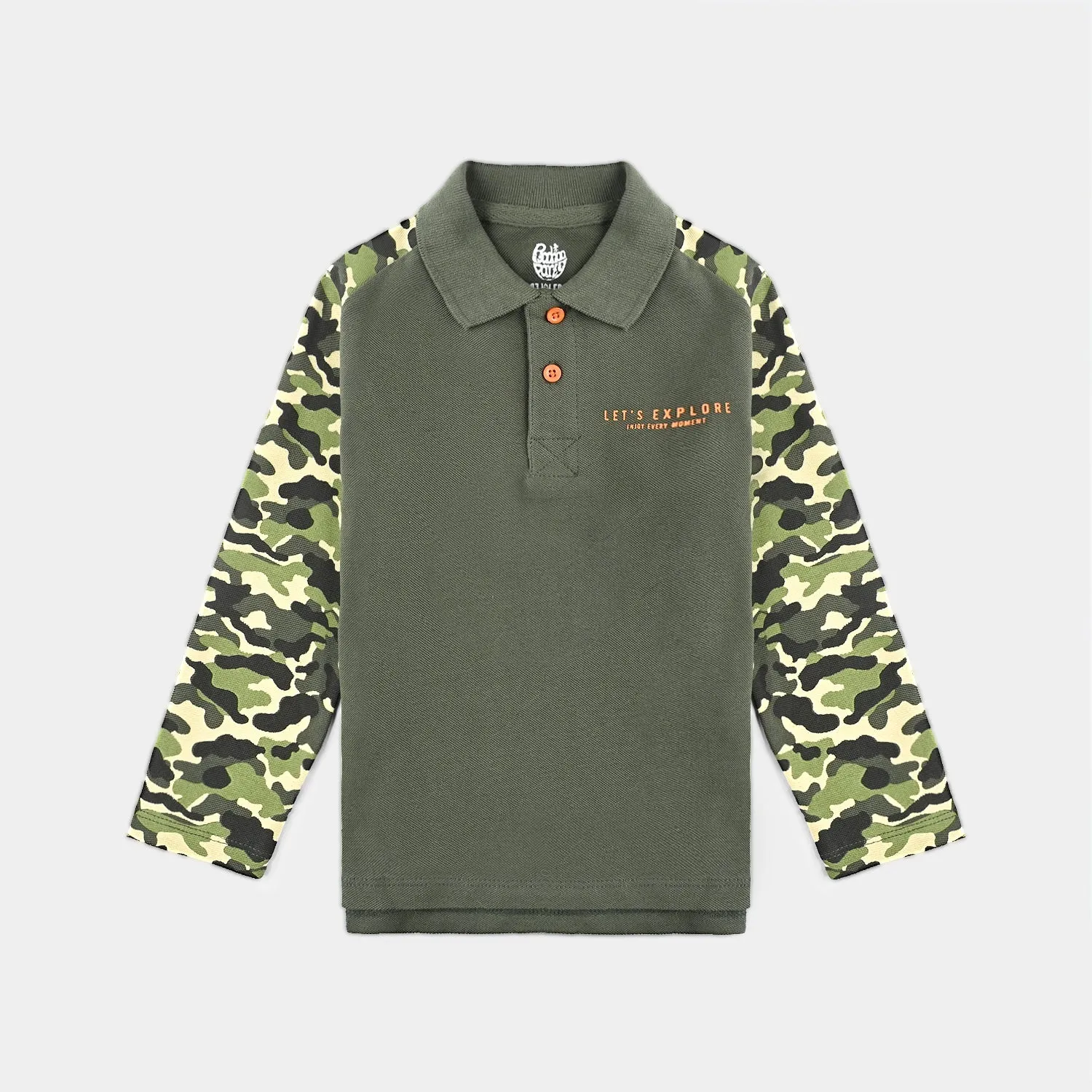 Boys Cotton PK Polo Let's Explore-Rifle Green