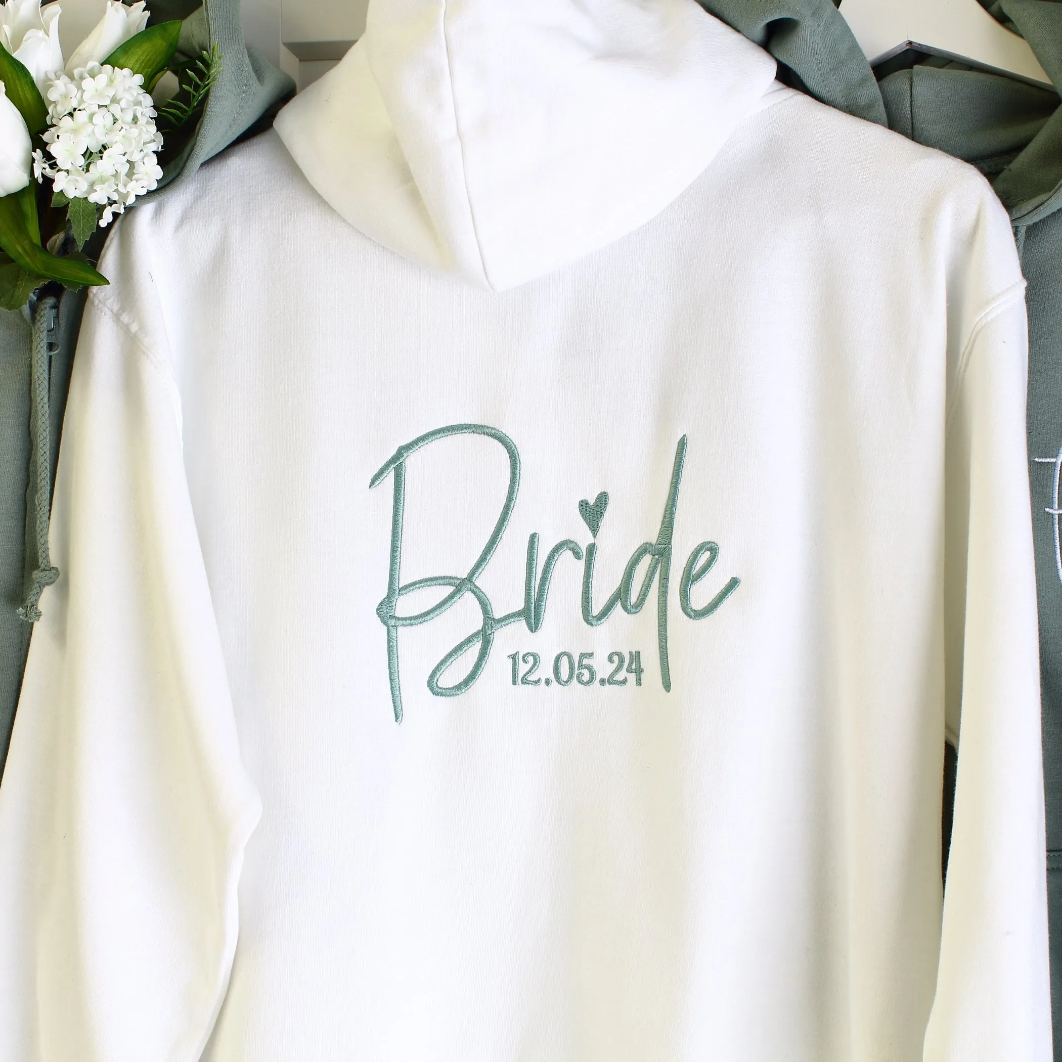 Bridal Zipped Hoodie -White