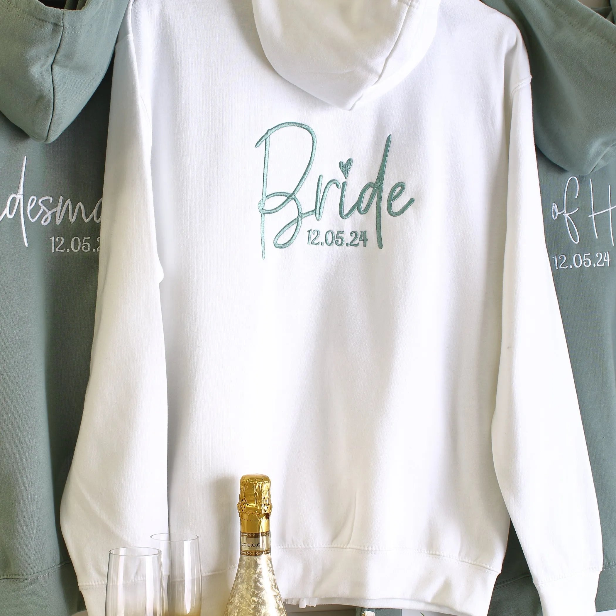 Bridal Zipped Hoodie -White