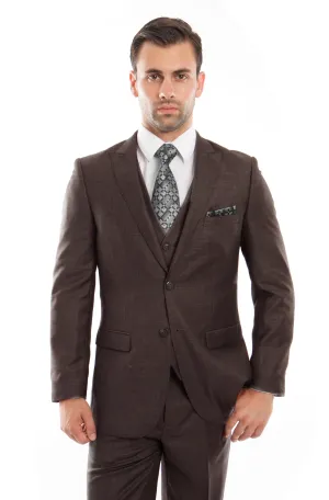 Brown 3-PC Slim Fit Stretch Suits