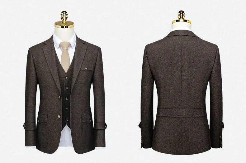 Brown Wool Blend Vintage Suit