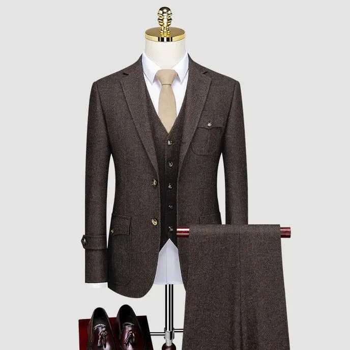 Brown Wool Blend Vintage Suit