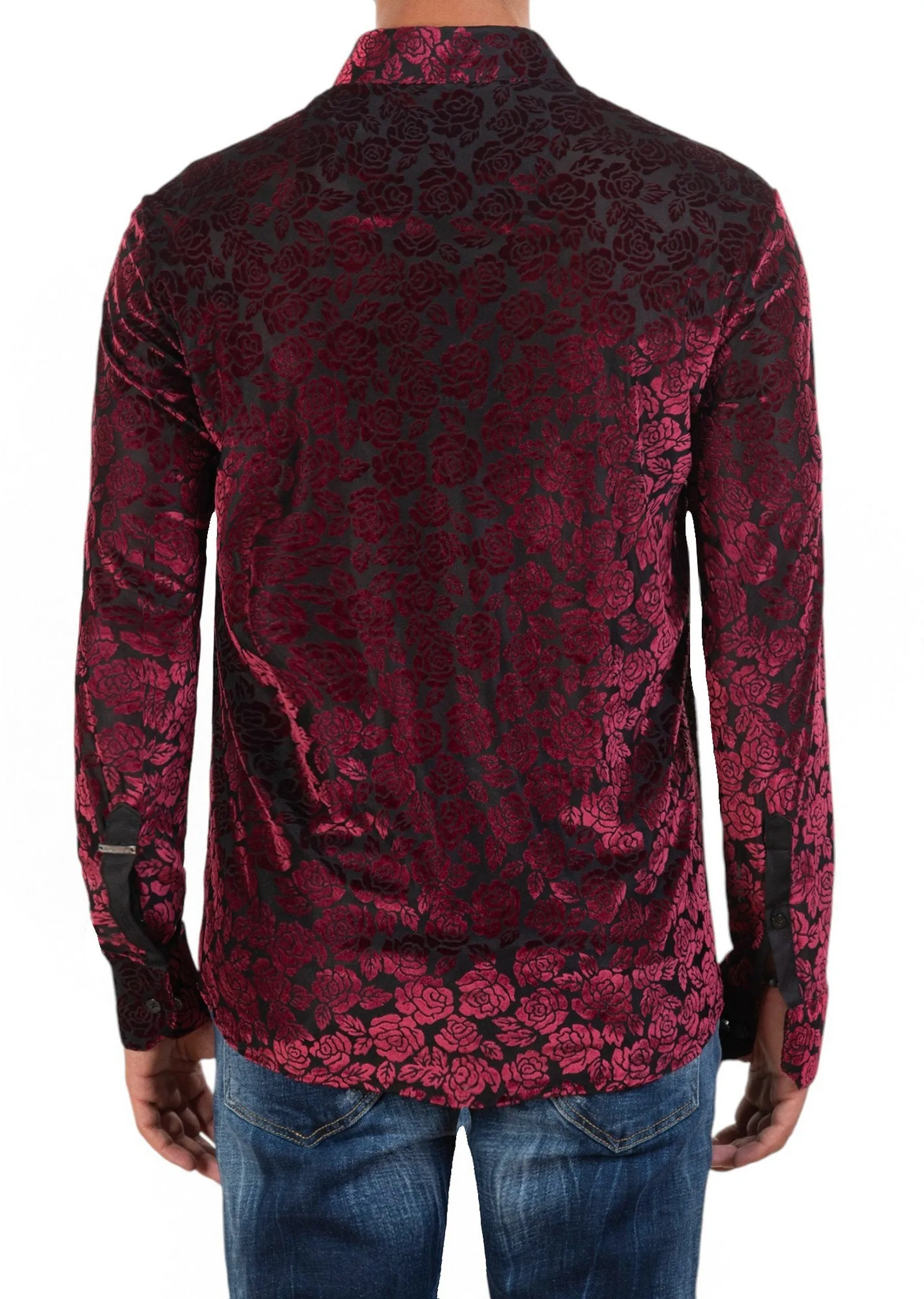 Burgundy Floral Burnout Velvet Shirt