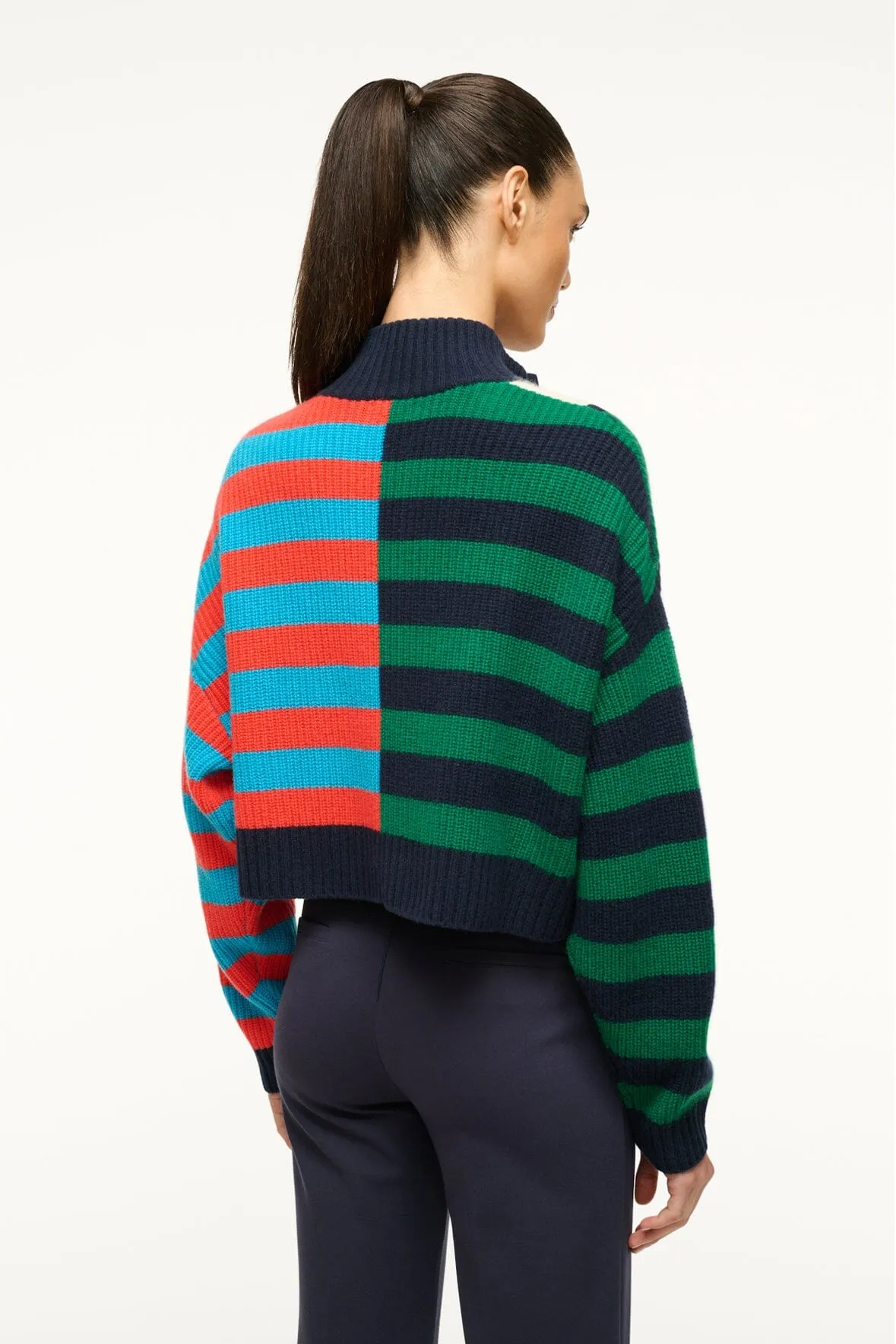 CASHMERE CROPPED HAMPTON SWEATER | CABANA STRIPE MULTI