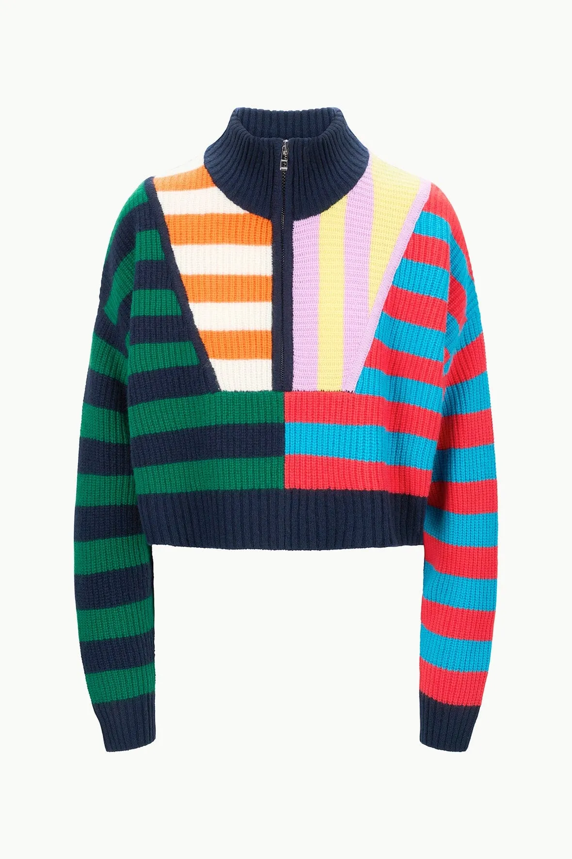 CASHMERE CROPPED HAMPTON SWEATER | CABANA STRIPE MULTI