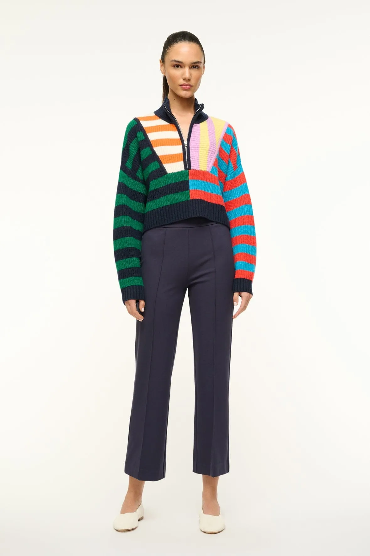 CASHMERE CROPPED HAMPTON SWEATER | CABANA STRIPE MULTI