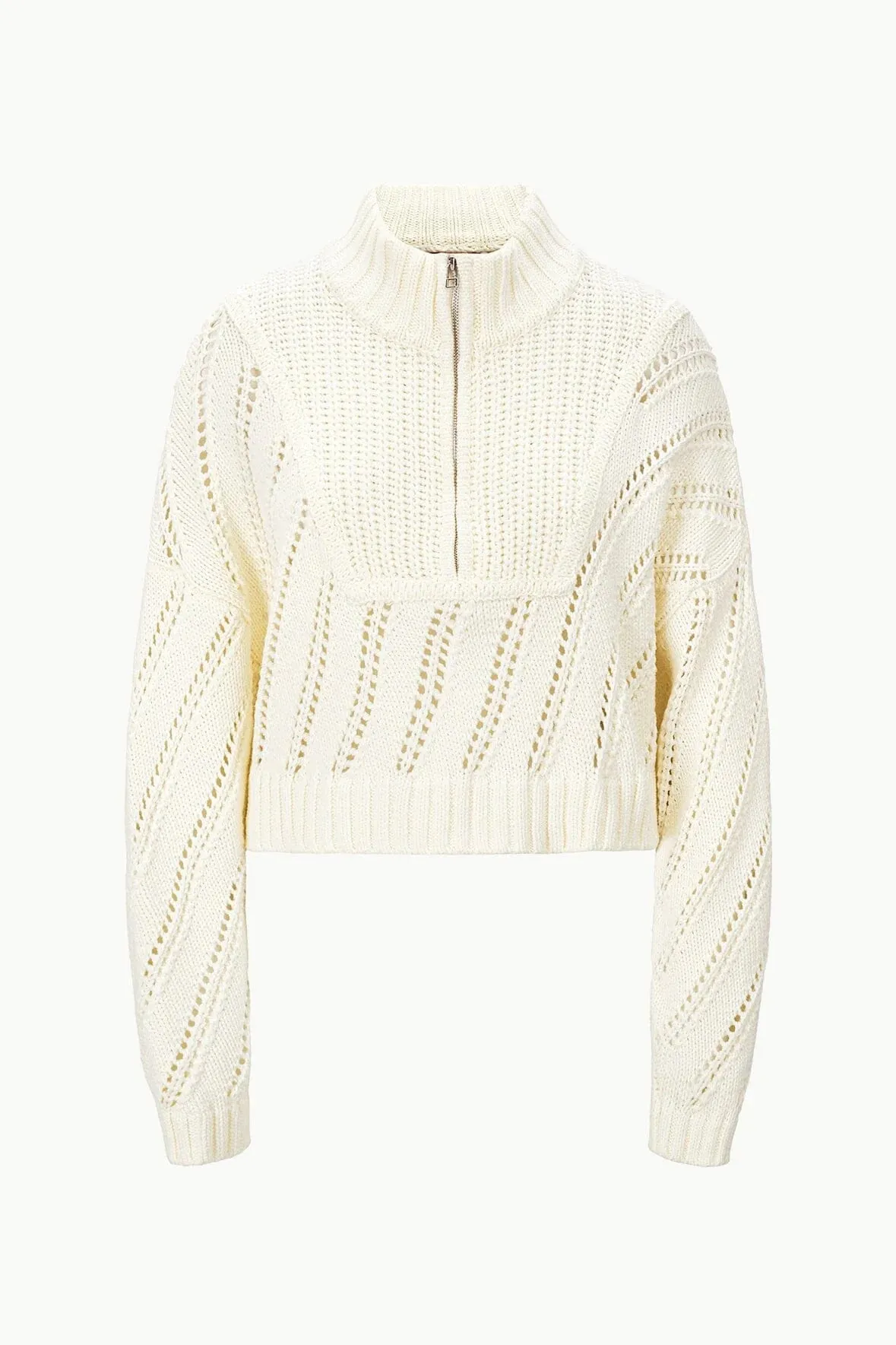 Chunky Knit Cropped Hampton Sweater - Ivory