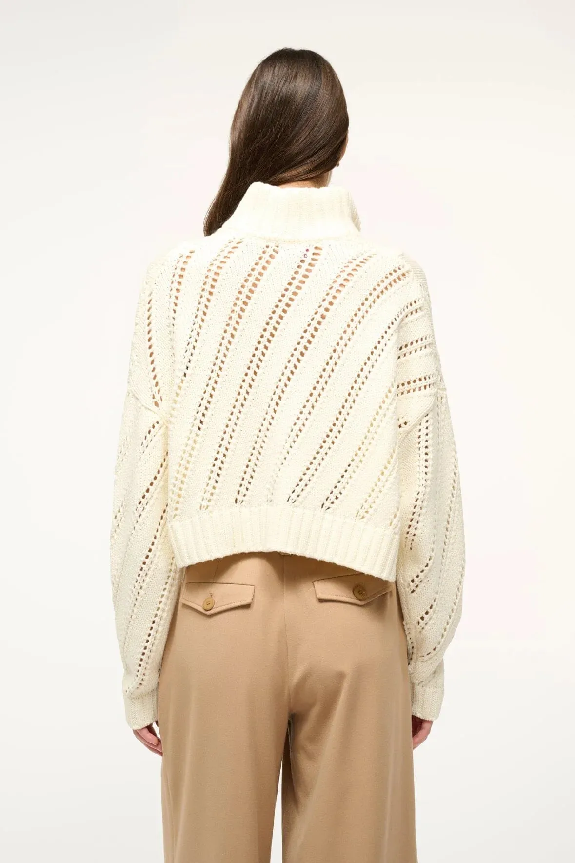 Chunky Knit Cropped Hampton Sweater - Ivory