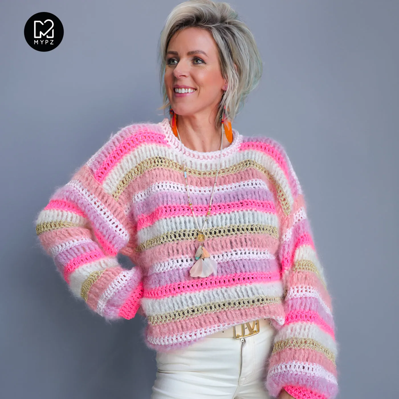 Chunky Mohair-Merino Pullover Jasmin