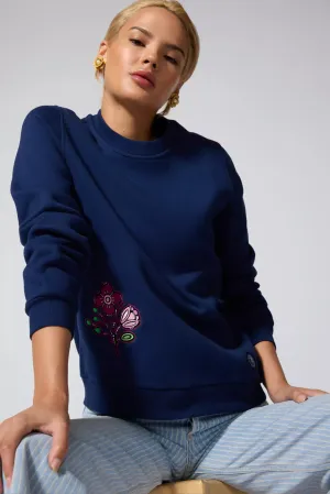 Comfort Fleece Embroidered Sweatshirt - Navy