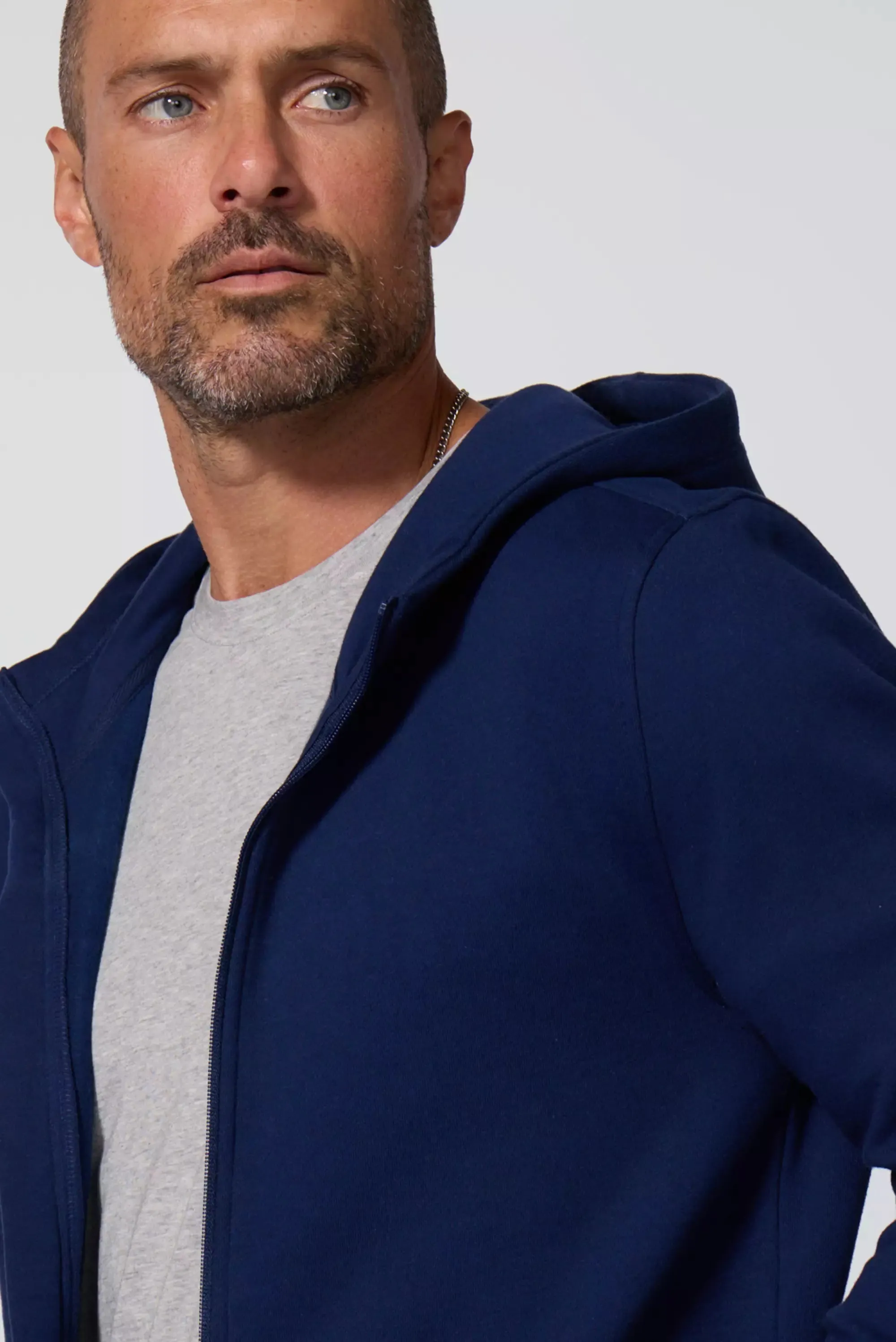 Comfort Men's Fleece Zip-Up Hoodie - Navy