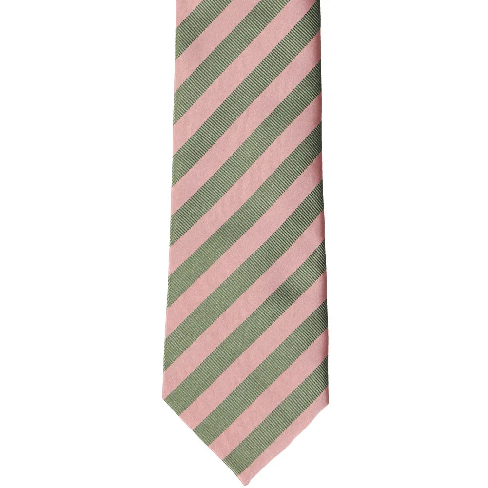 Dusty Pink and Peridot Formal Striped Tie