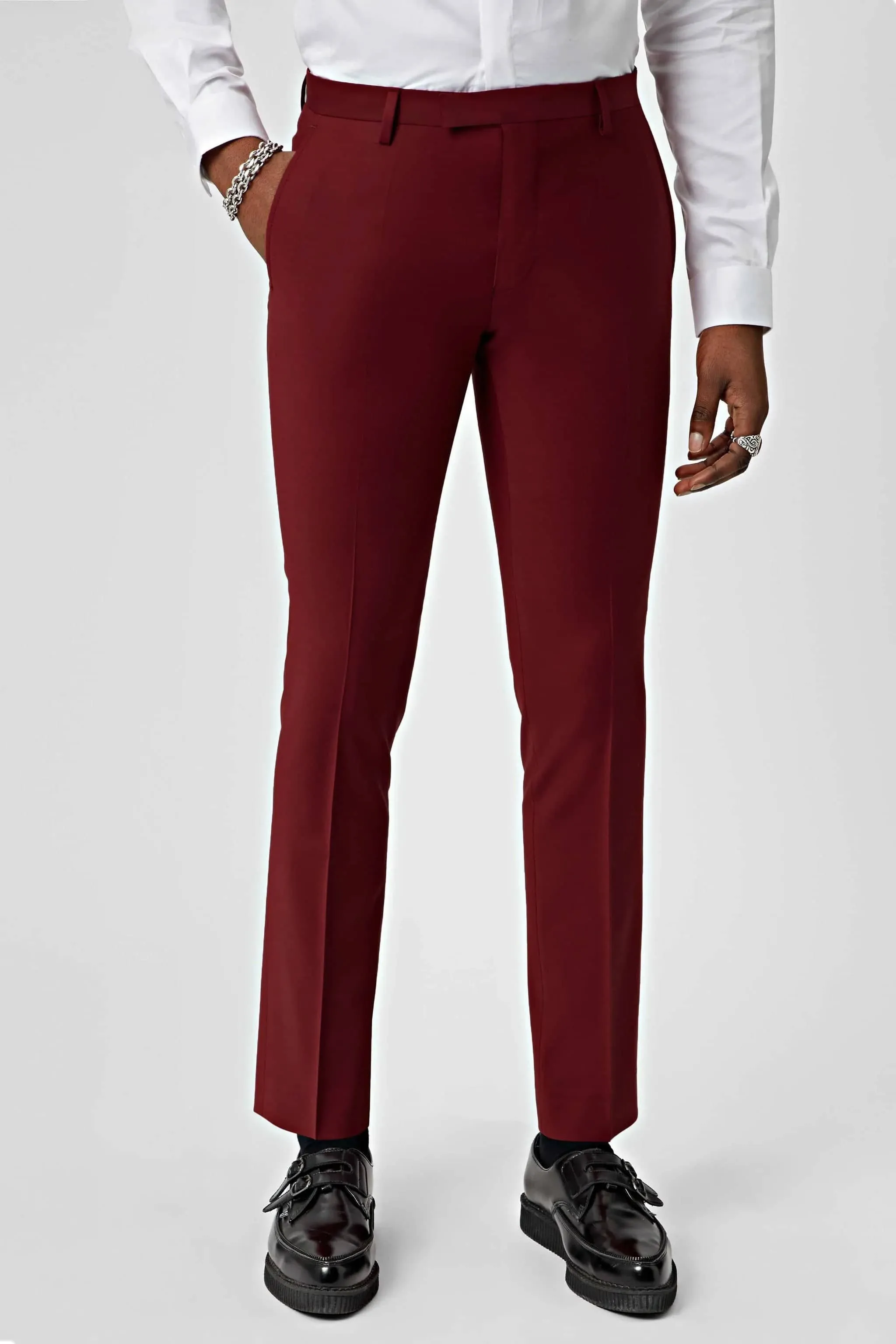 Ellroy Skinny Fit Red Wool Trousers