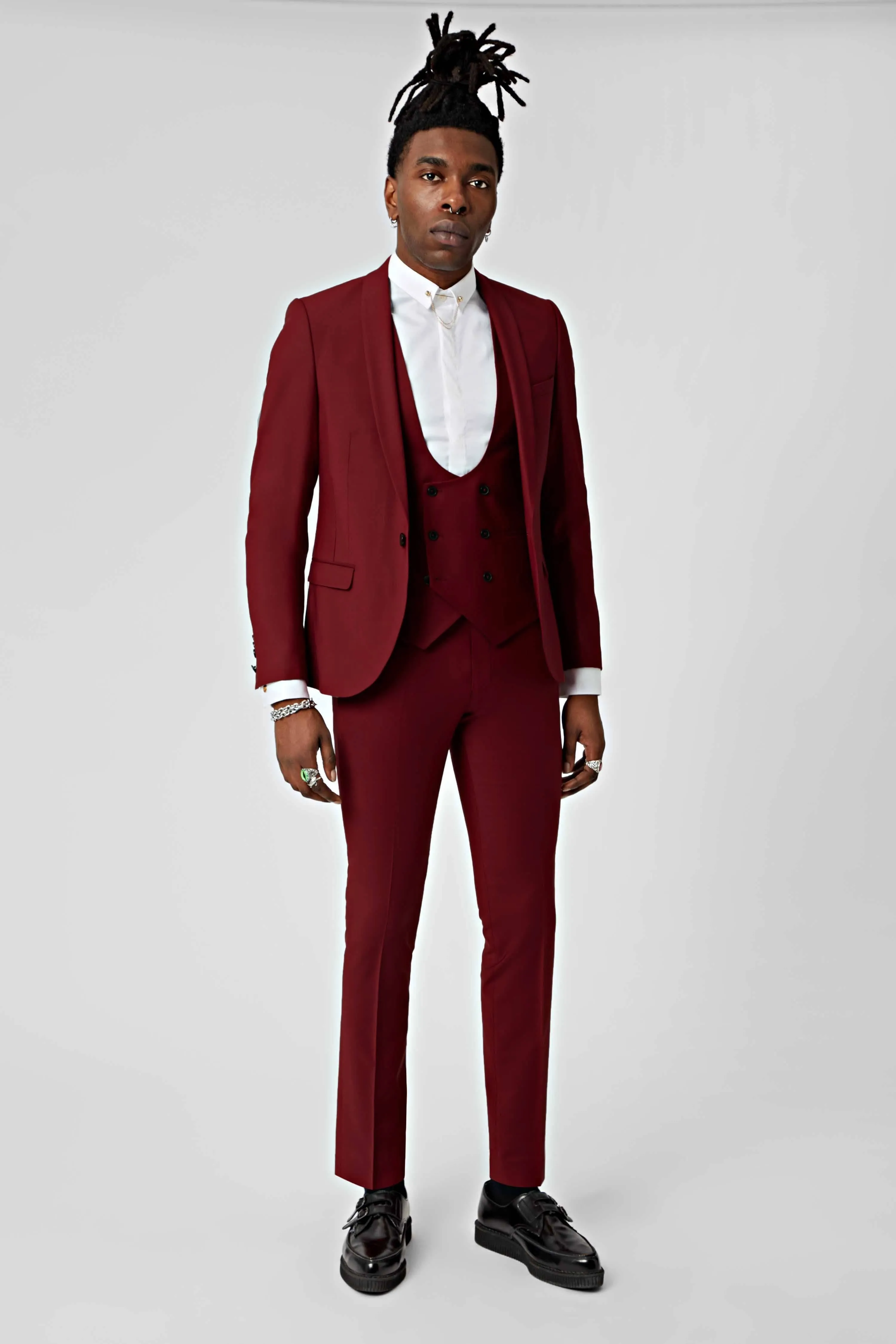 Ellroy Skinny Fit Red Wool Trousers