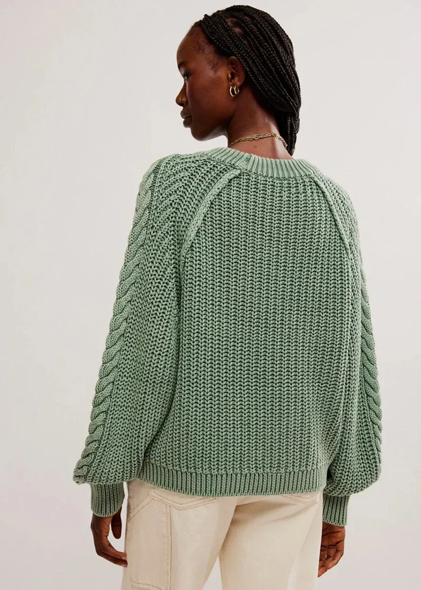 Frankie Cable Sweater - Sea Spray