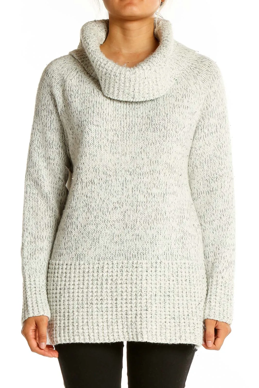 Gray Cowl Neck Chunky Knit Sweater