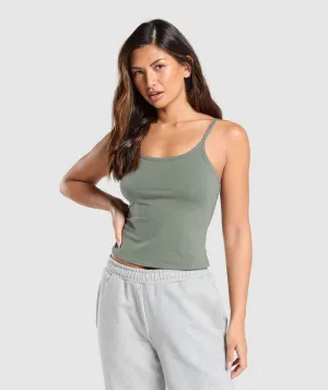 Gymshark Cotton Cami Tank - Unit Green