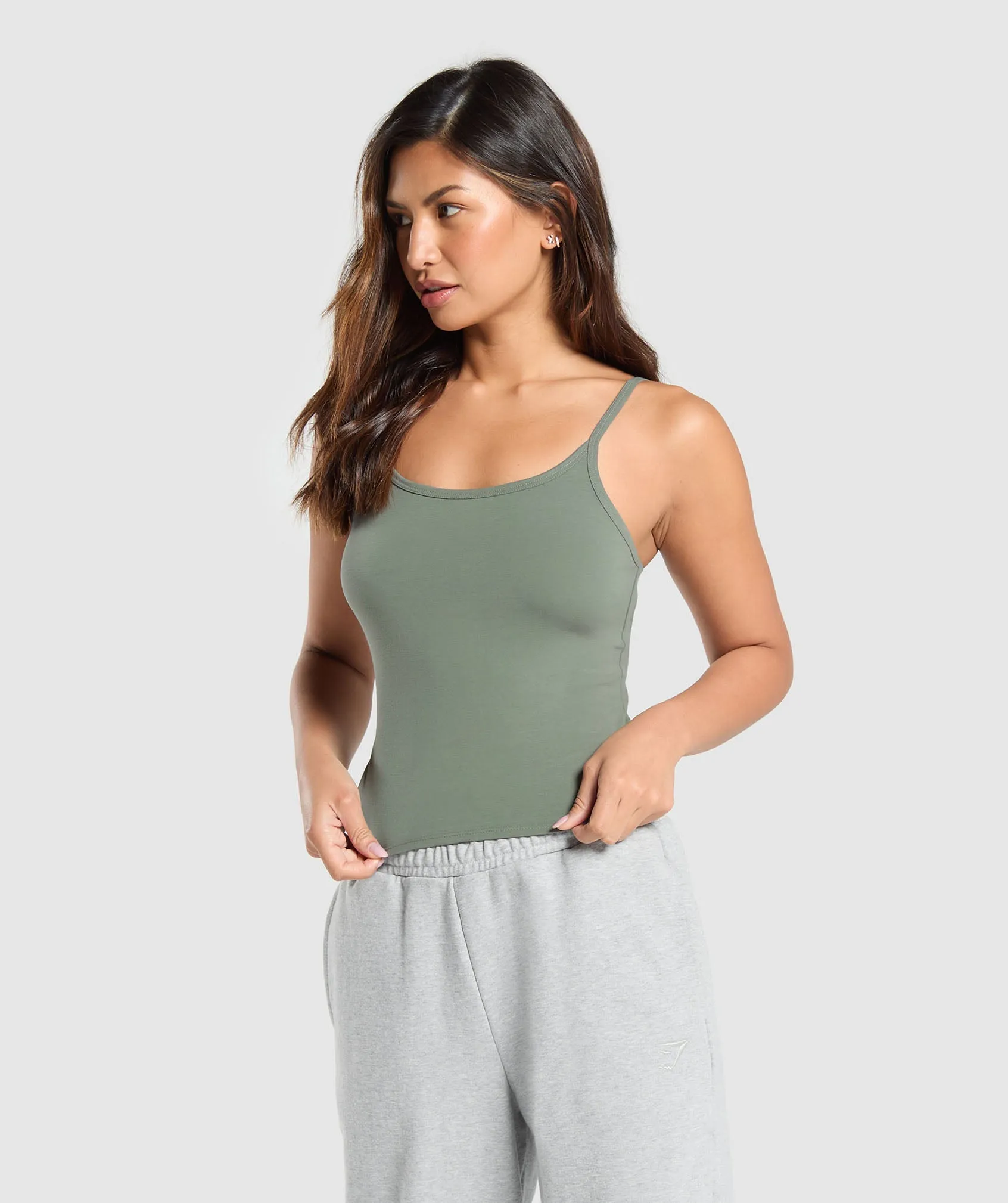 Gymshark Cotton Cami Tank - Unit Green