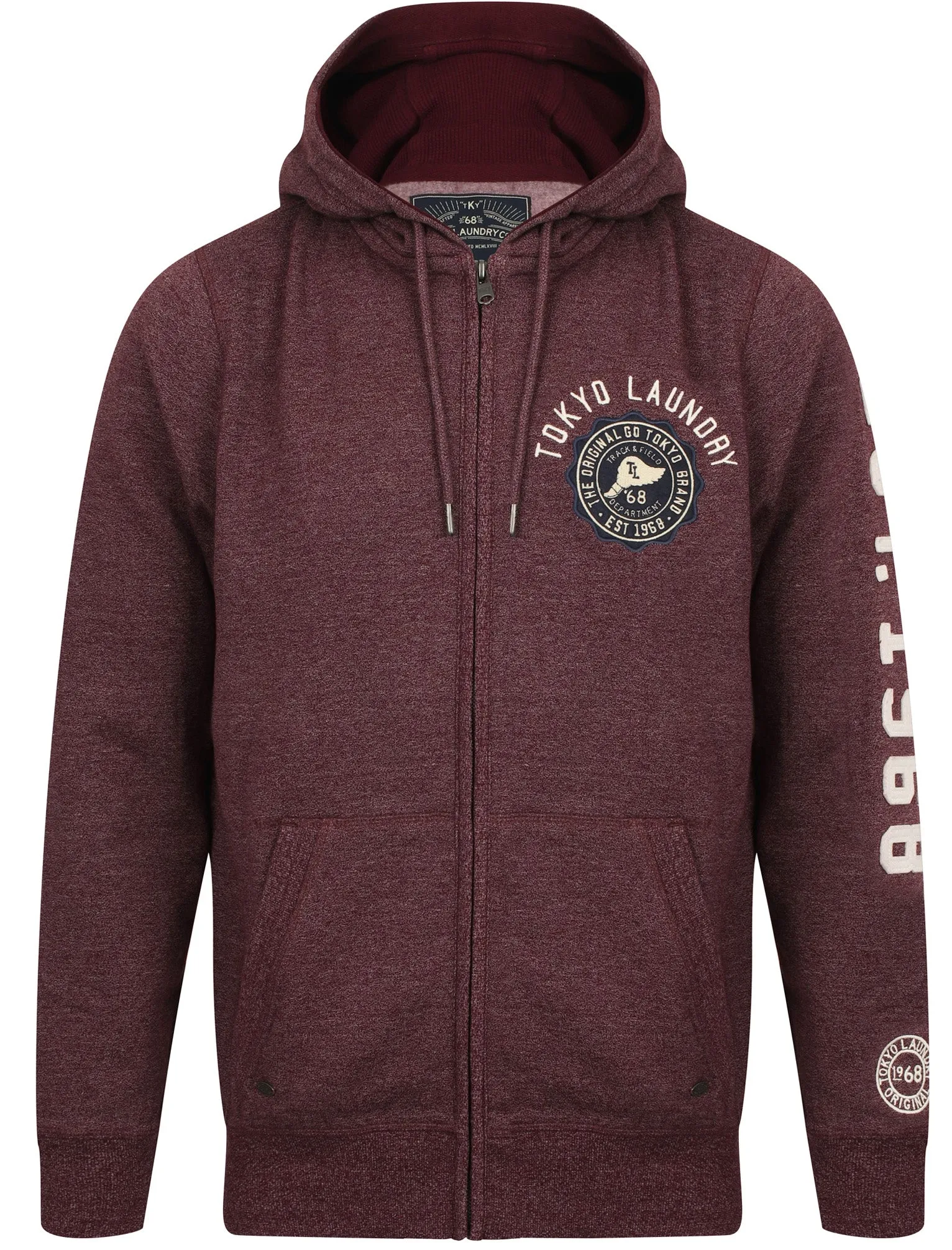 Hampton Brush Back Fleece Zip Through Hoodie In Wine Tasting - Tokyo Laundry