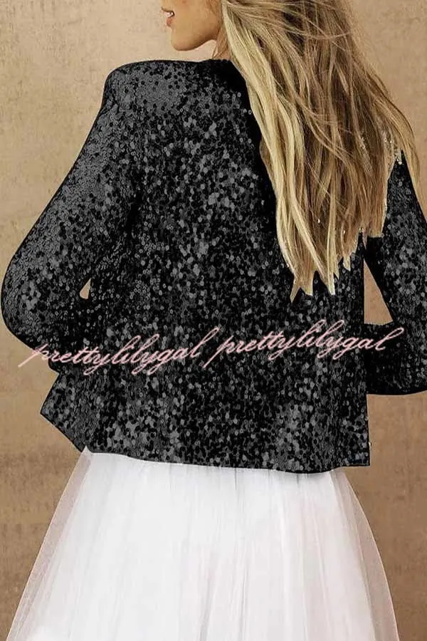 I'm Down To Party Sequin Open Front Crop Jacket