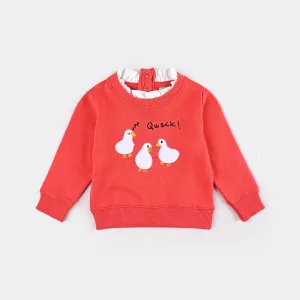 Infant Girls Cotton Terry Sweatshirt Quack-Red