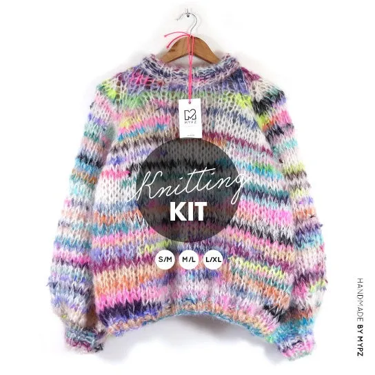 Knitting kit – MYPZ Chunky Mohair - Scrap Yarn - Raglan Sweater no15 (ENG-NL)