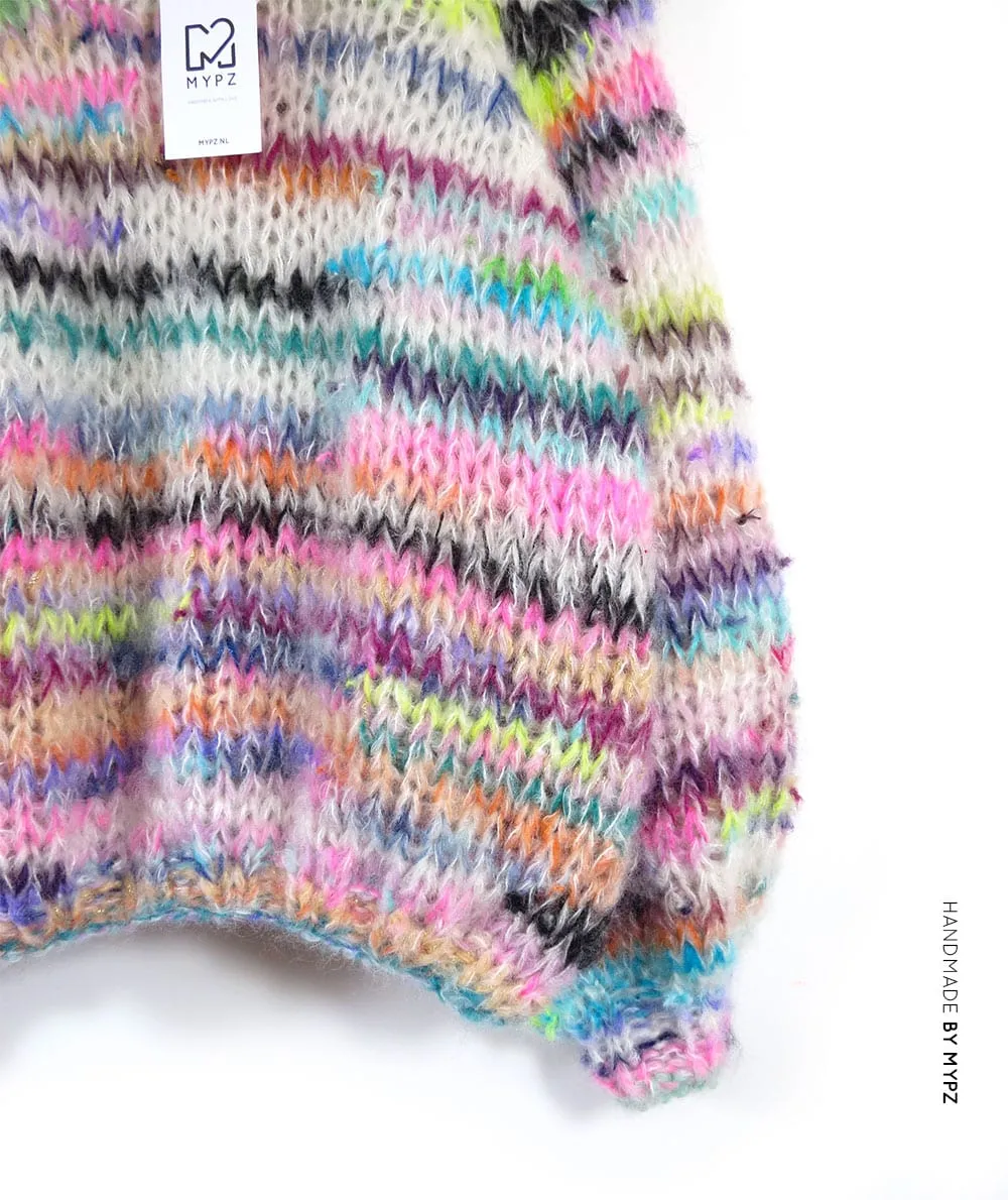 Knitting kit – MYPZ Chunky Mohair - Scrap Yarn - Raglan Sweater no15 (ENG-NL)