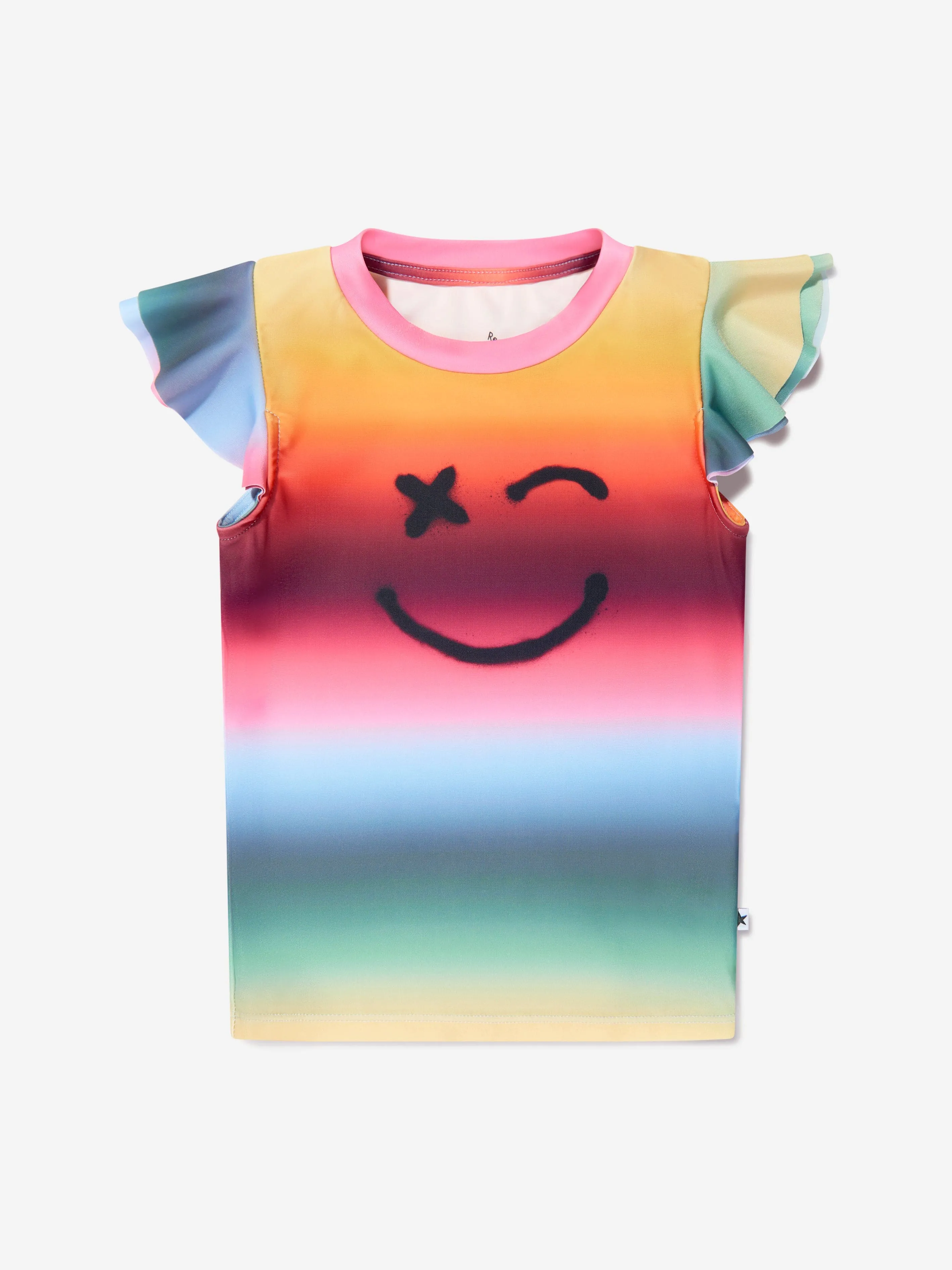 Molo Girls Smiley Face Neona T-Shirt In Multicolour