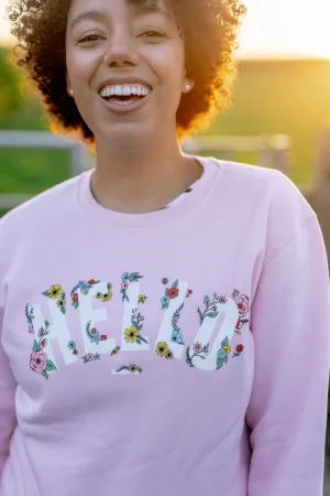 Pink Floral Hello Sweatshirt