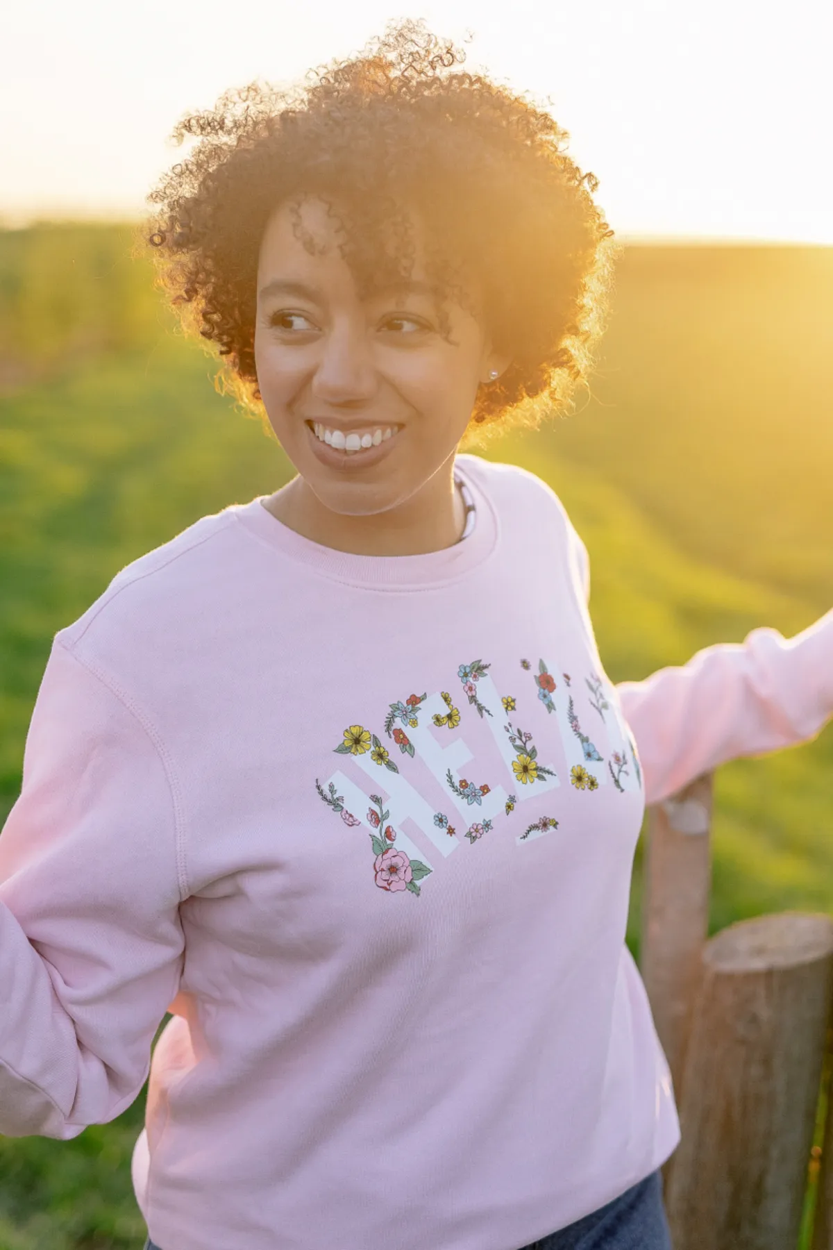 Pink Floral Hello Sweatshirt