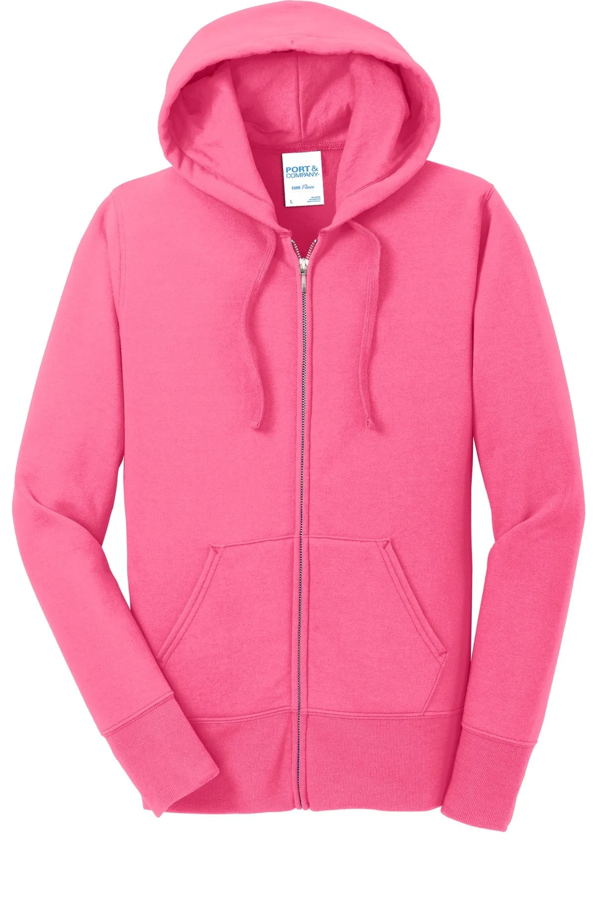 Port & Company Ladies Core Fleece Full-Zip Hooded Sweatshirt. LPC78ZH