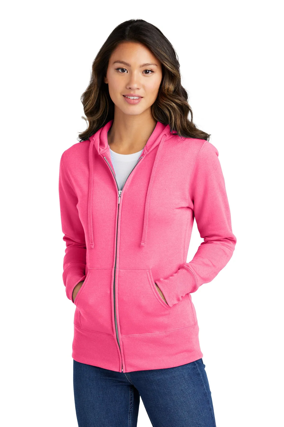 Port & Company Ladies Core Fleece Full-Zip Hooded Sweatshirt. LPC78ZH