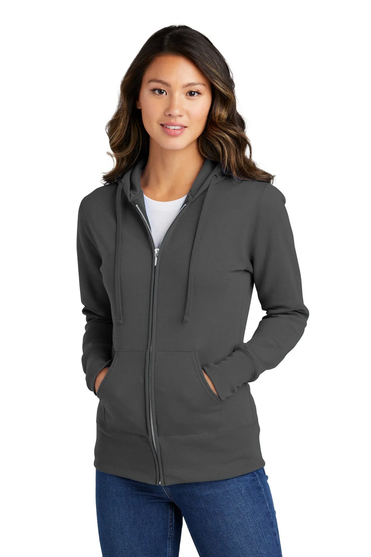 Port & Company Ladies Core Fleece Full-Zip Hooded Sweatshirt. LPC78ZH