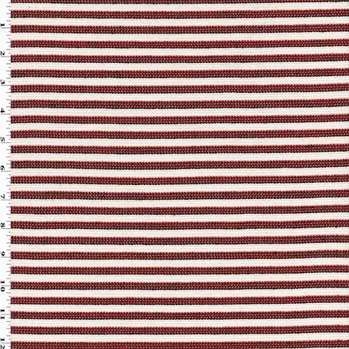 Red/White/Black Stripe Woven Jacketing Fabric