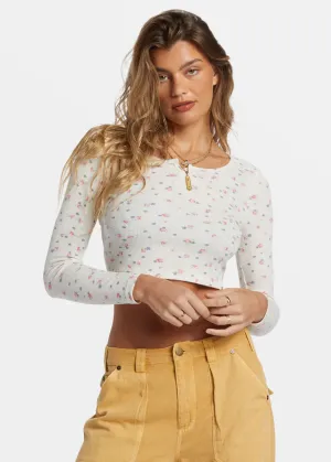 Reese Thermal Long Sleeve Crop - White Cap