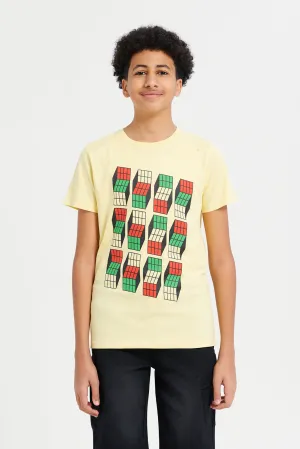 Senior Boys Yellow Cubes Graphic T-Shirt