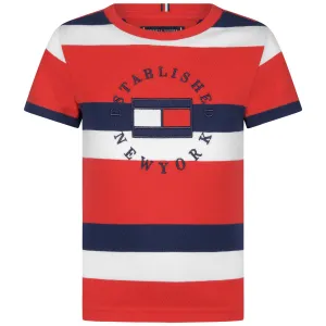 Tommy Hilfiger Boys T-Shirt - Striped Cotton Flag T-Shirt