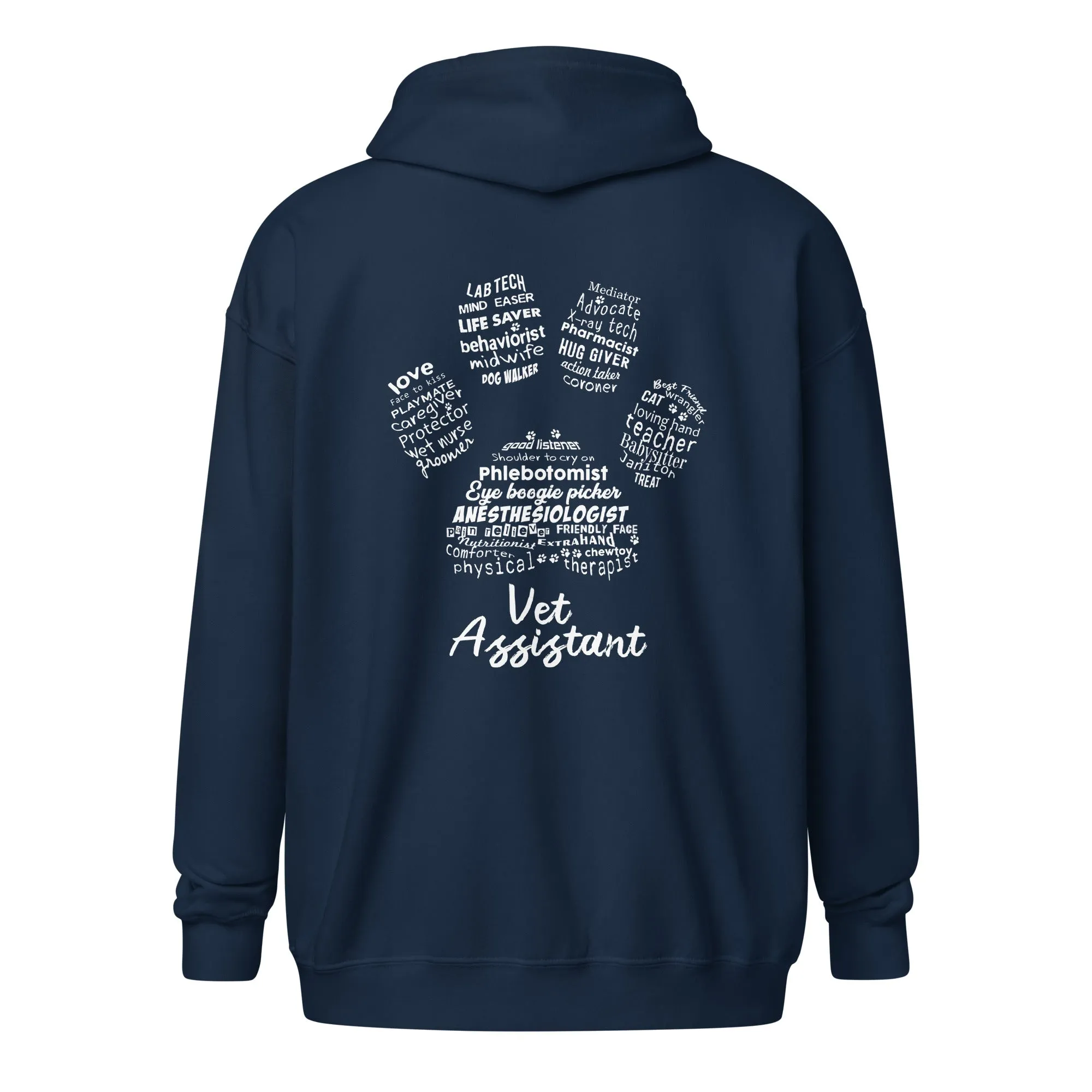 Vet Assistant Pawprint Unisex Zip Hoodie