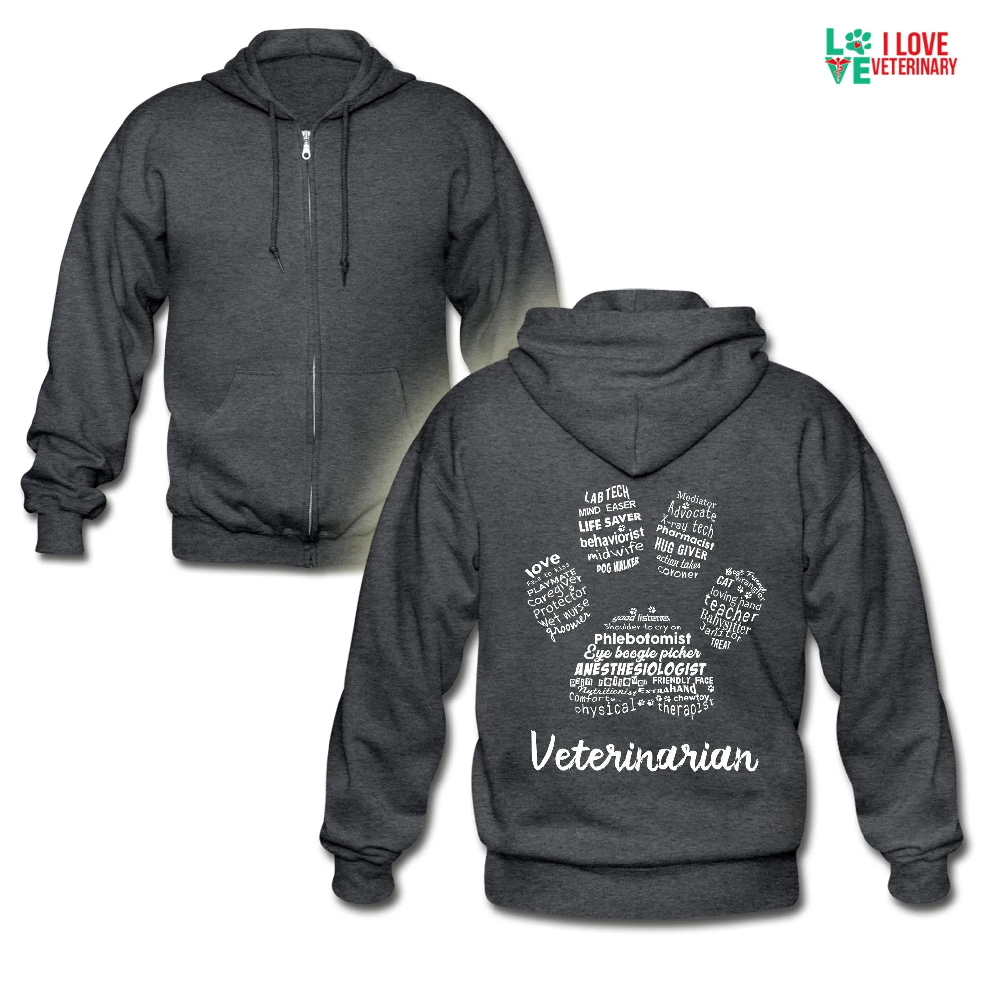 Veterinarian - Paw Print Unisex Zip Hoodie