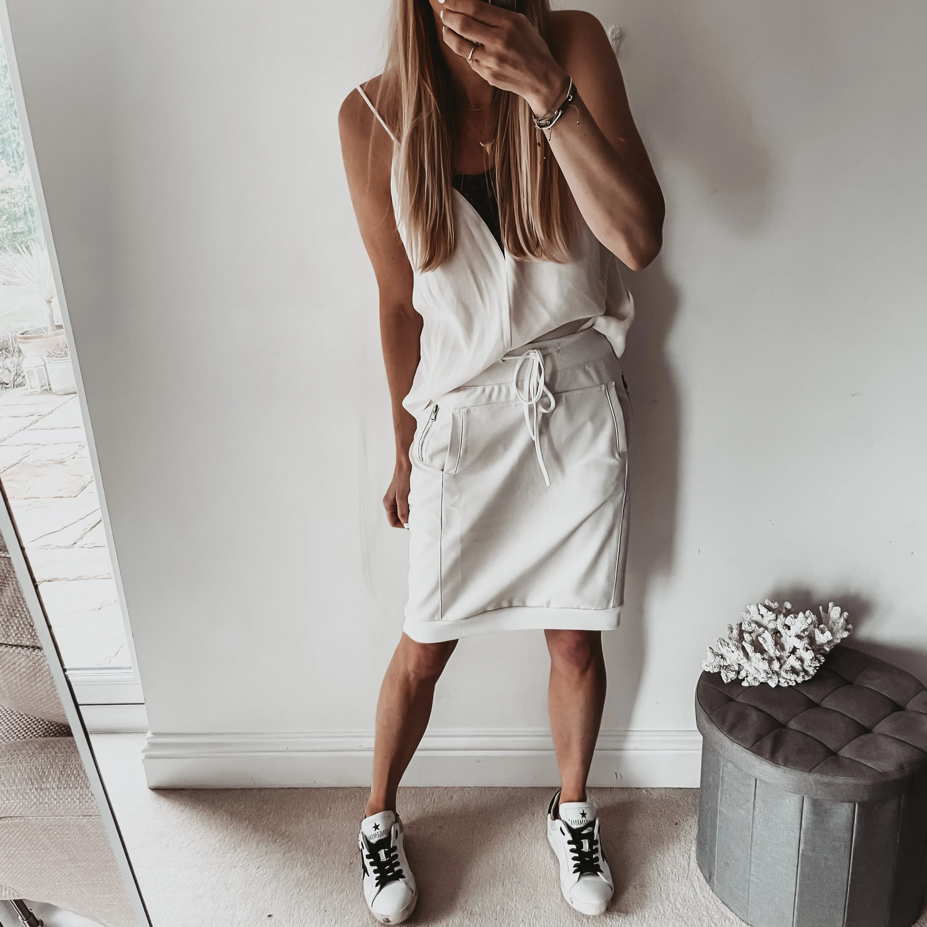 Vintage white full faux leather  ULTIMATE jogger skirt