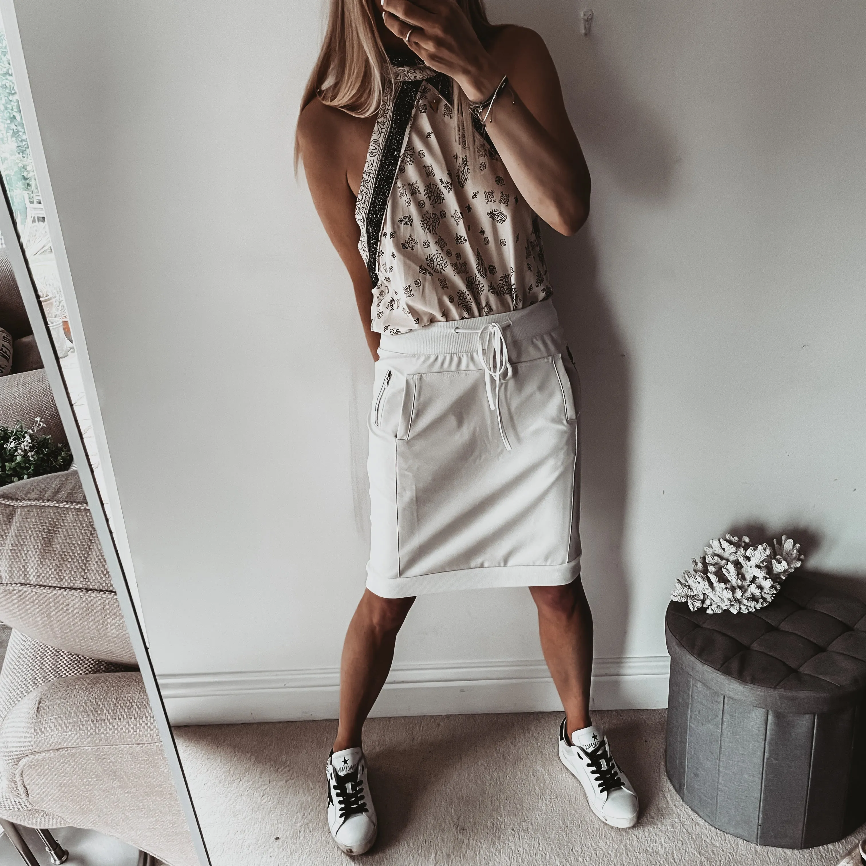 Vintage white full faux leather  ULTIMATE jogger skirt