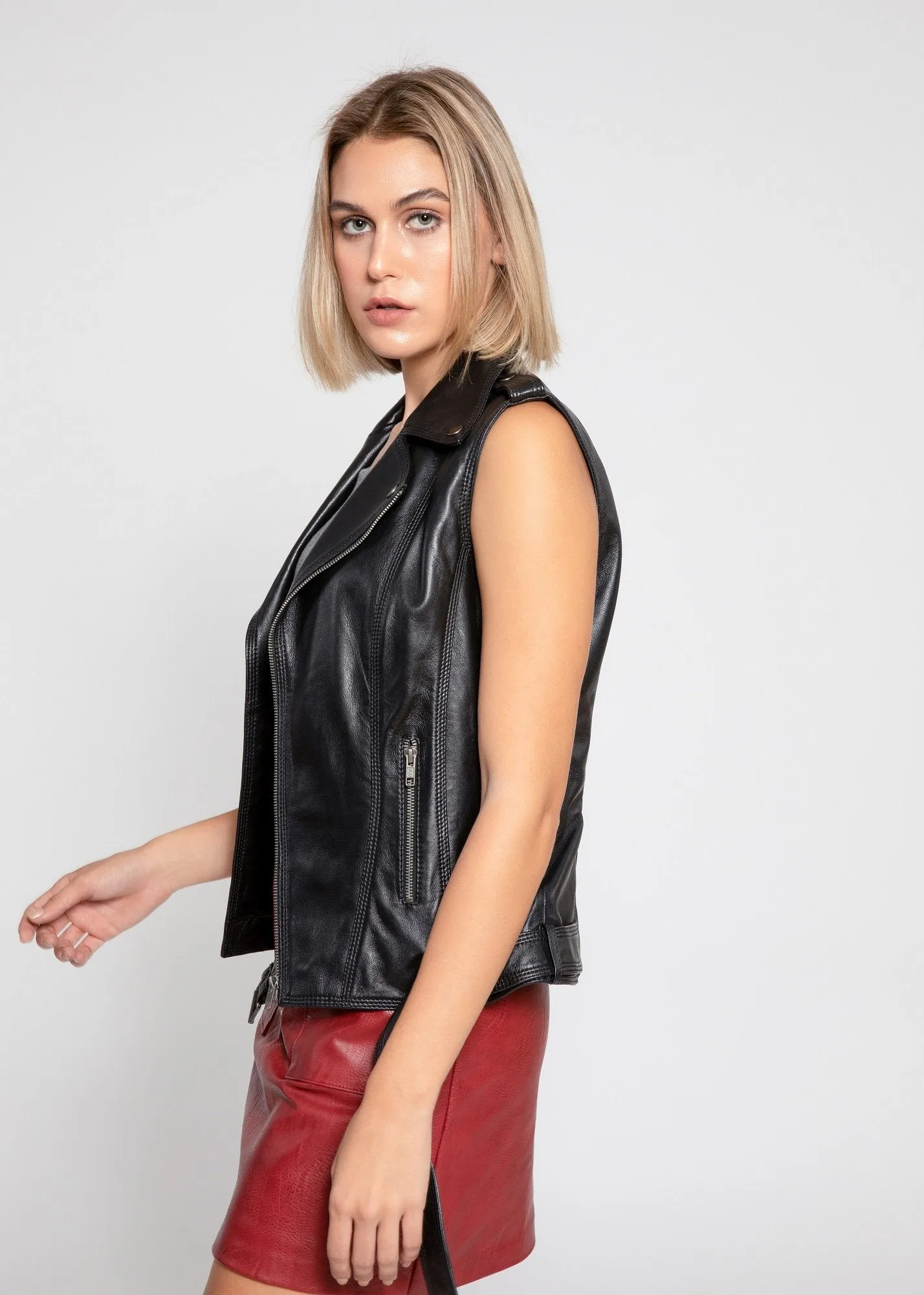 Womens Liana Leather Vest - Clearance