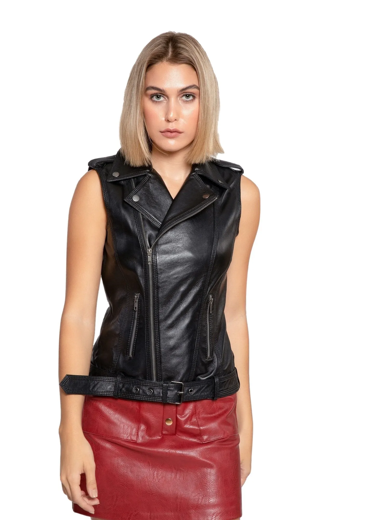 Womens Liana Leather Vest - Clearance