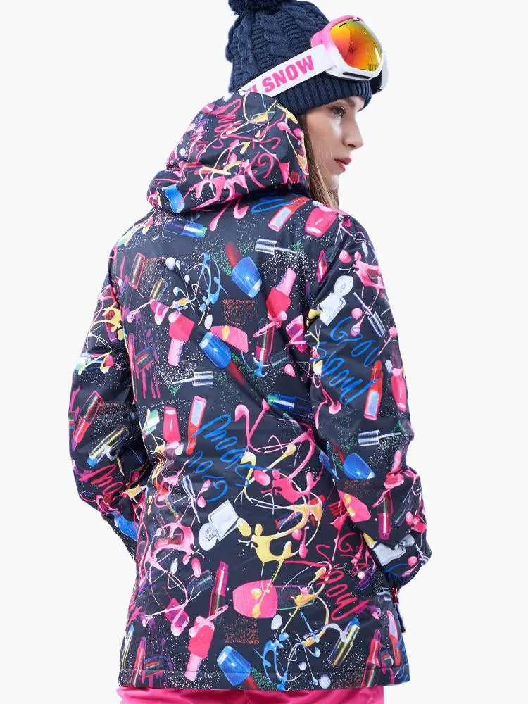 Women's Thermal Warm Waterproof Windproof Colorful Snowboard Jacket