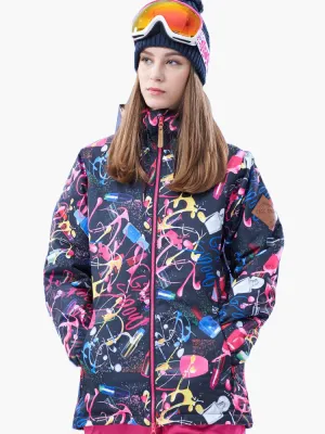 Women's Thermal Warm Waterproof Windproof Colorful Snowboard Jacket